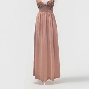 Privy Elegant Tan/Taupe Maxi Dress
